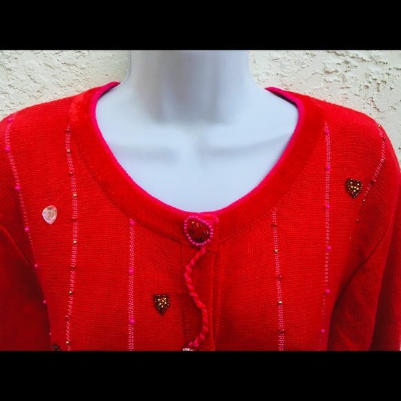 Quacker Factory Heart sweater medium ❤️ - Picture 4 of 8